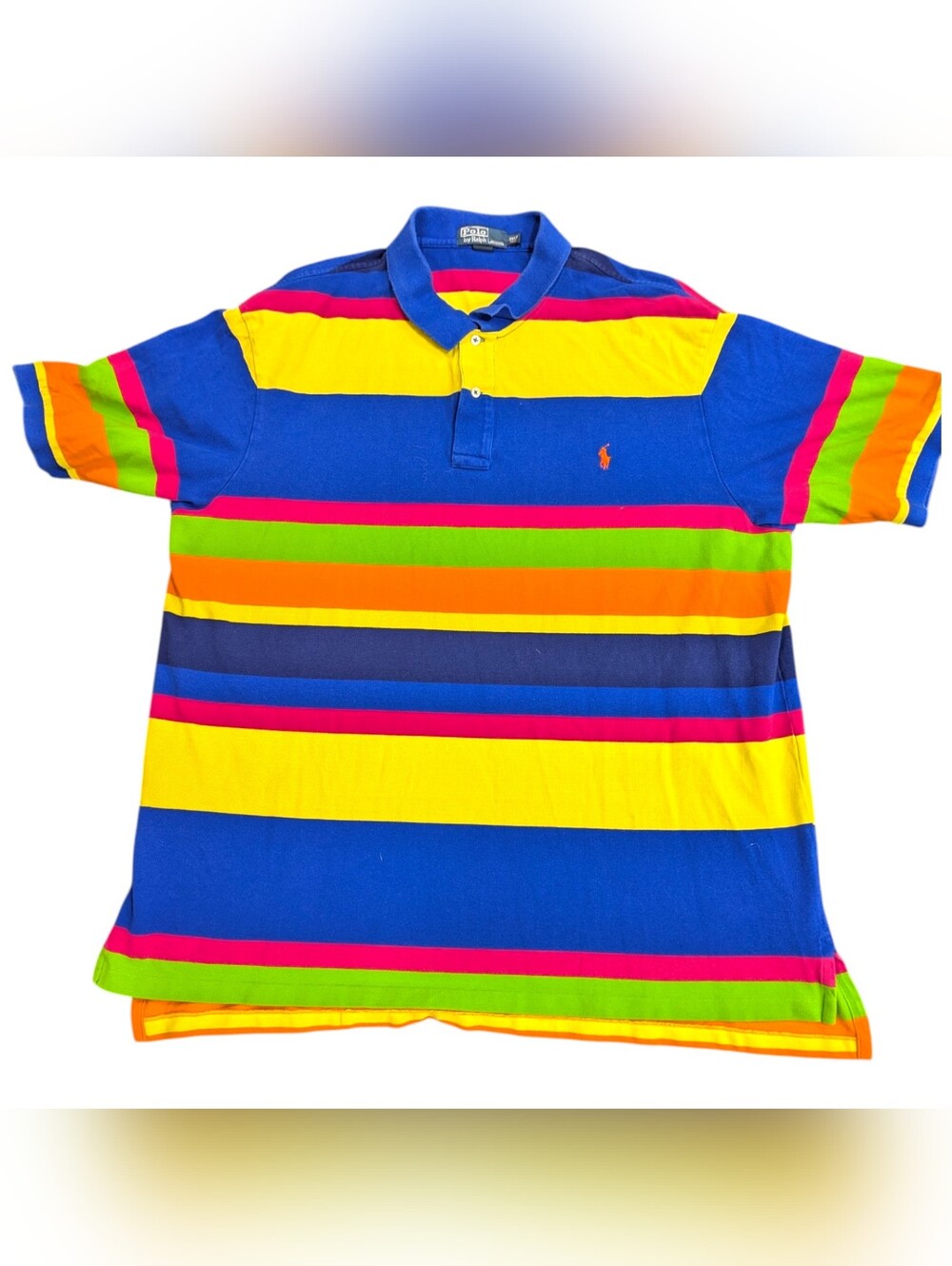 Polo Ralph Lauren Y2K 3XLT Short Sleeve Stripe Polo Preppy Office Attire